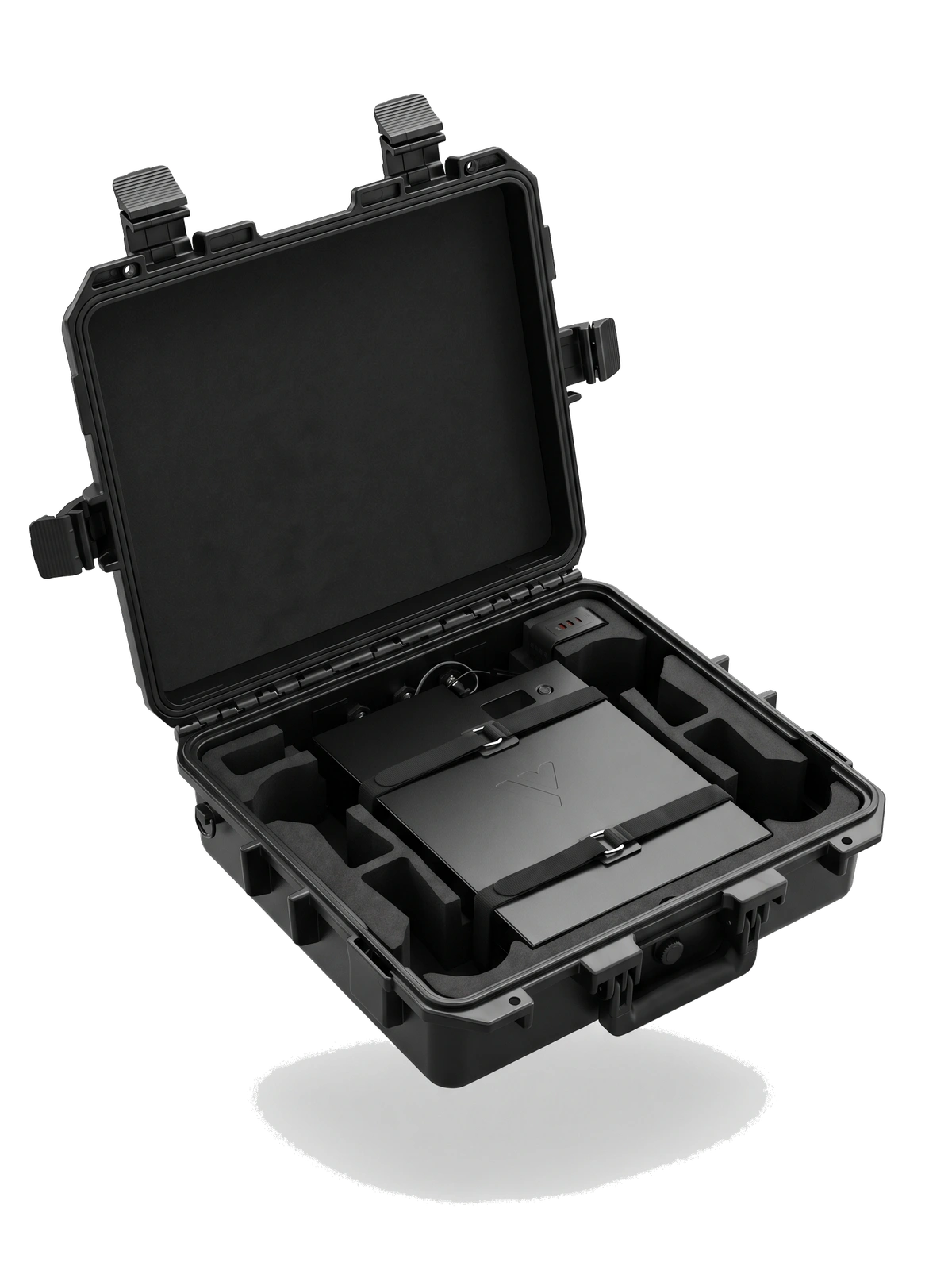 Open Big Battery travel case with battery and fitted tray